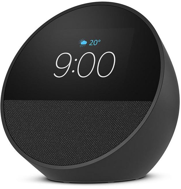 Echo Spot (2024년 발매) - 스마트 알람 시계 with Alexa 생생한 사운드 블랙, 기기만, 검은색