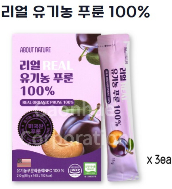 어바웃네이처 리얼 유기농 푸룬 백프로 착즙액, 15g, 42개