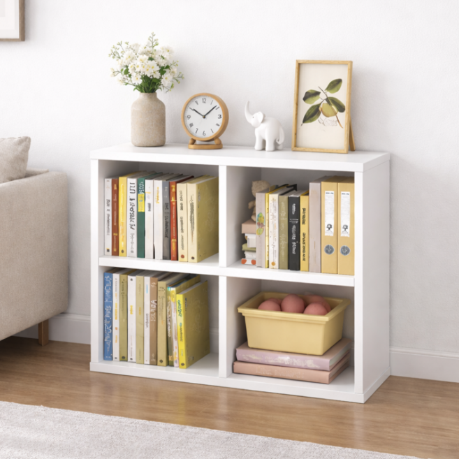 원데이홈 다용도 격자 인테리어 오픈 책장 진열 조립식 수납장, 화이트