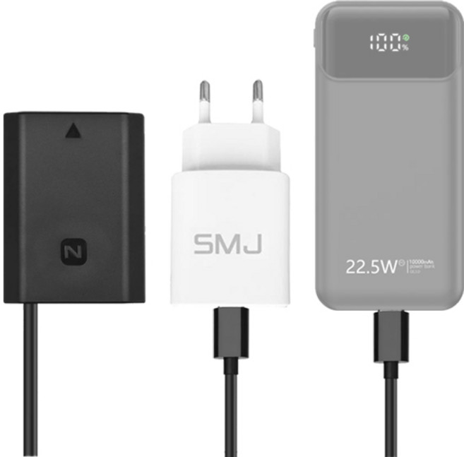 SMJ NP-FZ100 20W전용 끊김없는 C타입 더미 소니 미러리스 상시전원 배터리 5천만보상, SMJ DM-CFZ100 더미 배터리, 1개