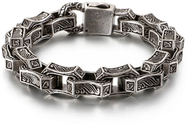 베스틸 13mm 스퀘어 박스 체인 남자 명품 크롬 팔찌