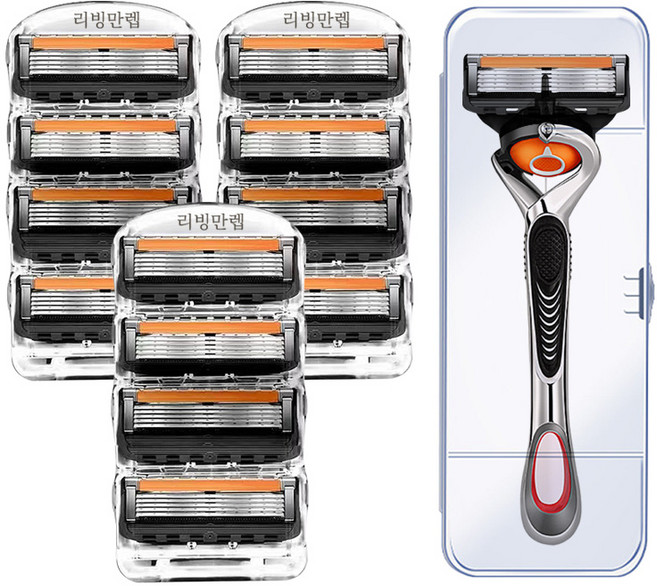 리빙만렙 면도날+스윙 면도기+케이스 질레트 신형 프로글라이드 호환용, 1세트, 신형 프로글라이드 면도날 3팩+스윙 면도기 ALS460