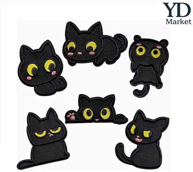 YD market 와펜 패치 6종 세트 열부착식 고양이 리폼