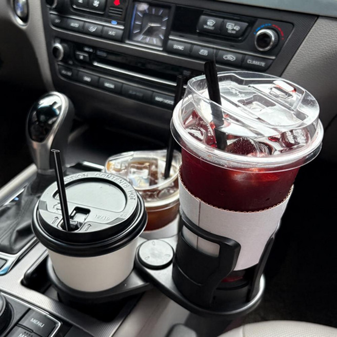 레넬 2in1 듀얼 차량용 컵홀더, 블랙