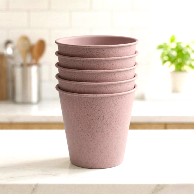 탄소창고 CXP 안 깨지는 다회용 물컵 180ml 종이컵 대용, 핑크, 5개