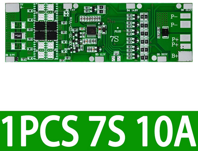 BMS 7S 24V 10A 15A 20A 30A 리튬 이온 18650 배터리 충전 보드 밸런스 기능 단락/온도 보호, 1PCS 7S 10A, 1개