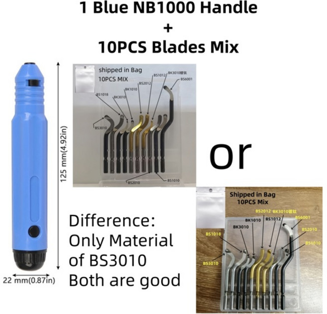 금속 디버링 도구 키트 버 리무버 핸드 툴 미끄럼 방지 핸들 구리 목재 플라스틱 용 10pcs 날카로운 디버링 블레이드 포함, 13 1PC BC1651