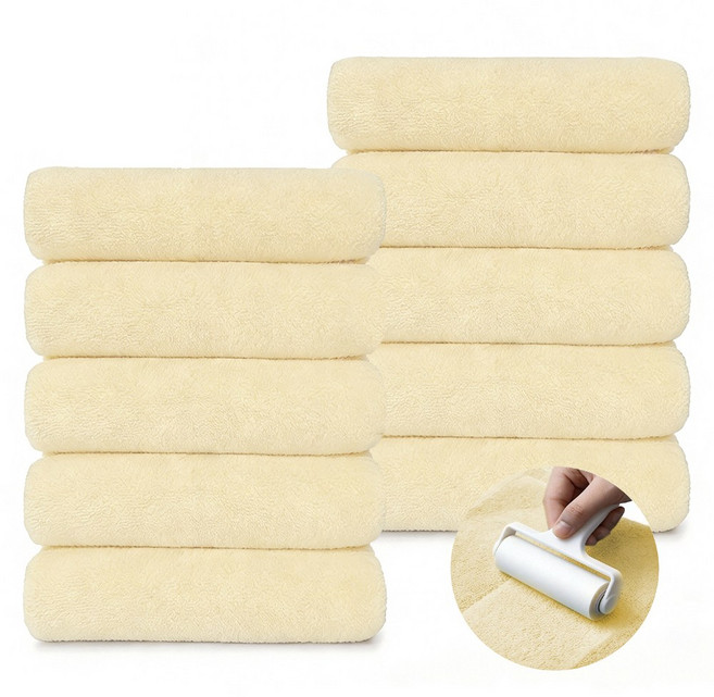 연화삼월 호텔 수건 40수 수건 10장 무형광 OEKO-TEX 알러지/진드기 방지 항균인증 세면 타올 수건 집들이 선물 400GSM 세면 타올, 10개, 09베이비옐로