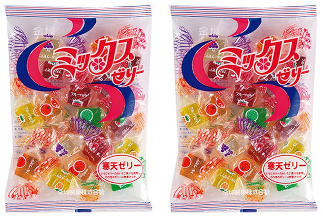일본 킨조 믹스젤리 껍찔 째 먹는 한천 과일젤리, 175g, 2개