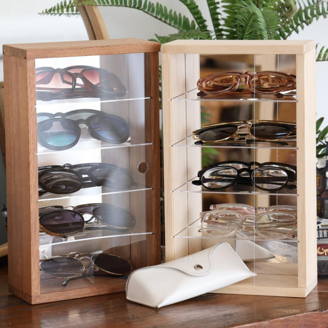 5단 우드 선글라스 진열대 장식장 수납함 아크릴 전시대 선물, 1개