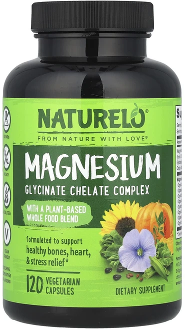 NATURELO 마그네슘 글리시네이트 킬레이트 복합체 200mg 베지 캡슐 120정, NATURELO마그네슘글리시네이트킬레이트복합체200mg, 1개 - 쿠팡