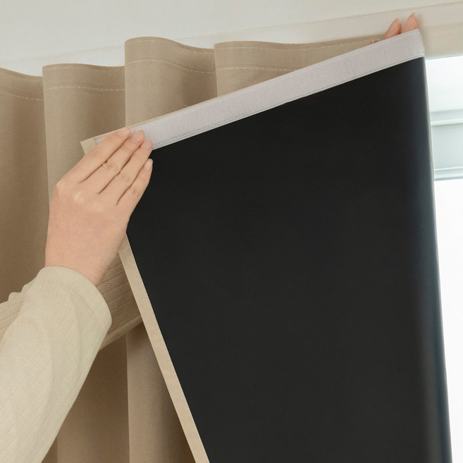 창문 차광률99.9% 붙이는 벨크로 무타공 암막커튼 단열 햇빛차단