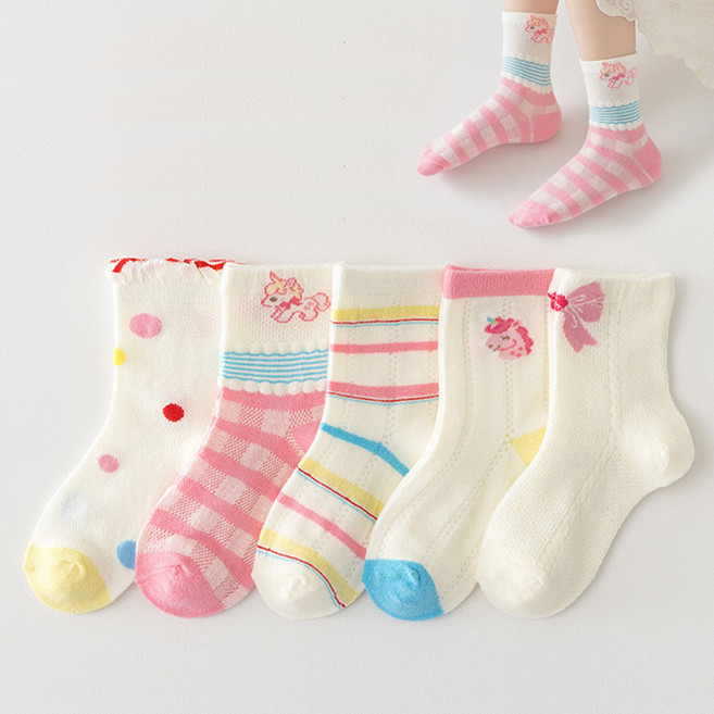 슈가앤 주니어 여아용 NH메쉬2 양말 5켤레 양말세트 유아 아동 초등 양말