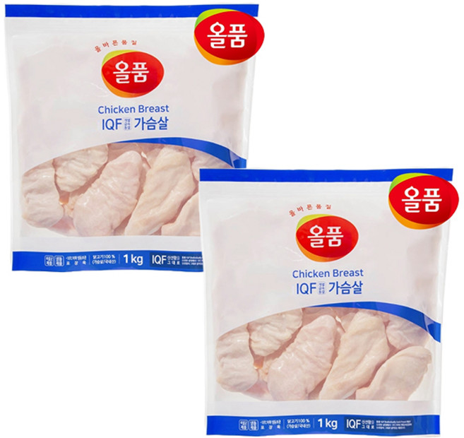 올품 IQF 통 닭가슴살 1kg x 2봉, 2개