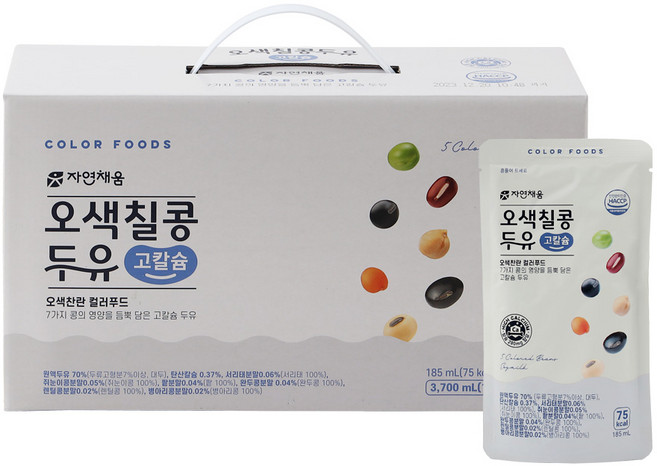 자연채움 오색칠콩두유 고칼슘, 185ml, 40개