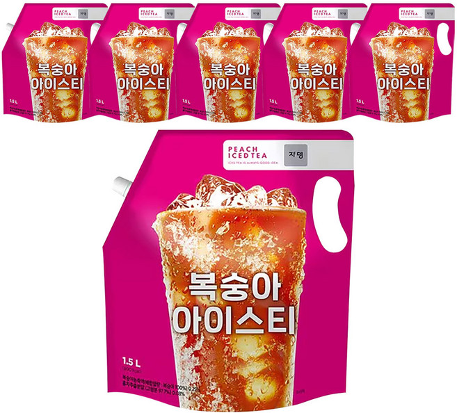 쟈뎅 복숭아 아이스티 대용량 파우치 1.5L, 6개