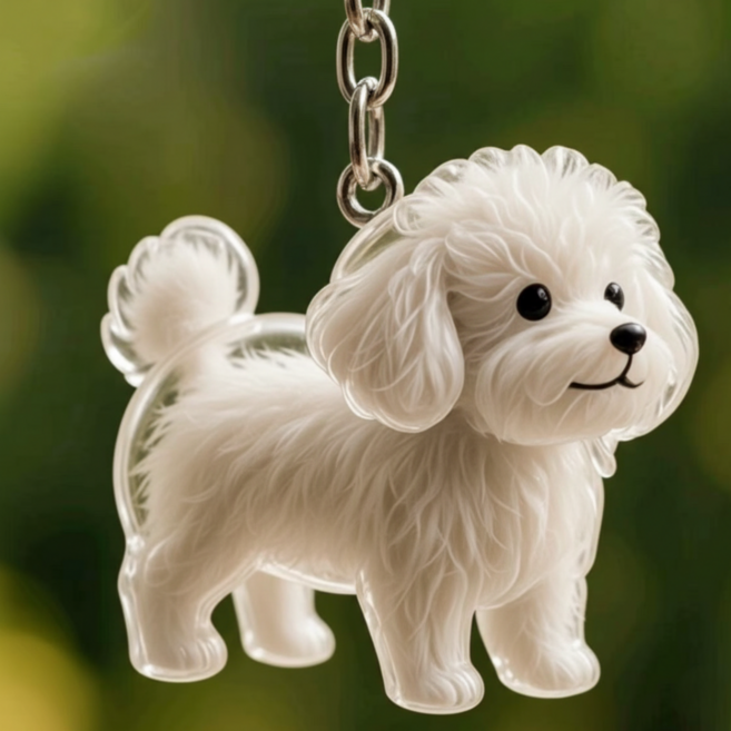 강아지 털 보관함 투명 키링 미니 캡슐 애견 추억 보관 키홀더 데코 키체인, 1개, 투명 테디