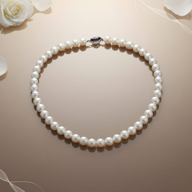 담수진주 목걸이 8mm 기본 클래식 스타일 AAA+ 천연진주 자체제작 실버 주얼리
