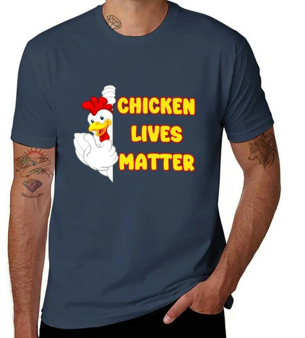 닭의 생명은 중요하다 재미있는 닭 밈 프라이드 치킨 애호가들 농부 농장 티셔츠, D. 남, 4. Navy, 1개
