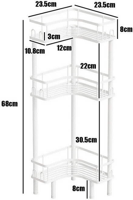 Kapok Nook 廚房轉角置物架, 1個, 白色3層(上層22cm下層31cm高), 白色, 3層(上層22cm下層31cm高)