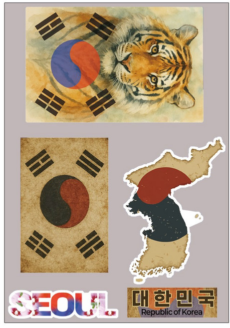 레보샵 대한민국 태극기스티커 캐리어 노트북꾸미기 리무버블 PVC방수, 빈티지 무광 B타입, 1개