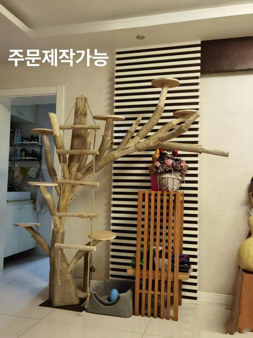 헬로라이노 나무모양캣타워 고양이 스크래칭 대형, 건조 가지, 1개, 맞춤 제작