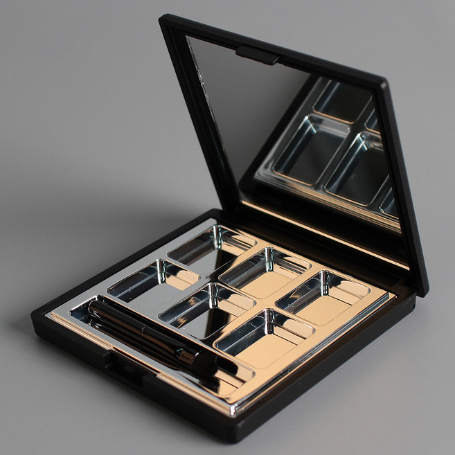 포포라운지 아이섀도우 케이스 립스틱 팔레트 라운드사각 화장품 용기, 1개, 블랙