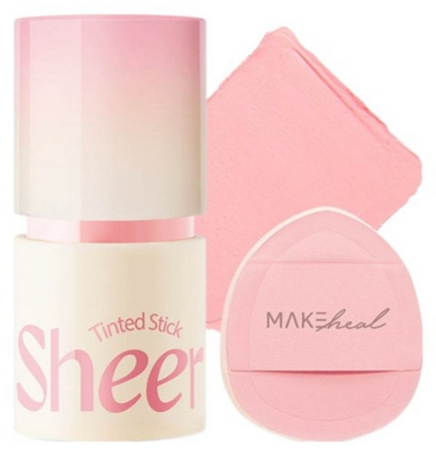 메이크힐 틴티드 쉬어 스틱 6g + 핑거 퍼프 세트, 01 쉬어 블라썸, 1개