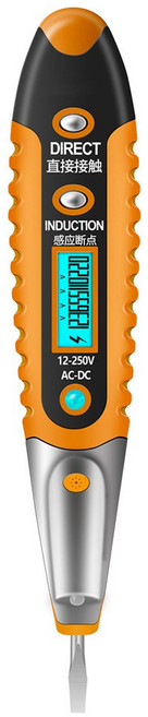 검전기 전기테스터기 비접촉검전기 비접촉 AC DC 12-250V LCD 디지털 디스플레이 전압 테스트 펜 전기 안전 스크루 드라이버, 금, 1개