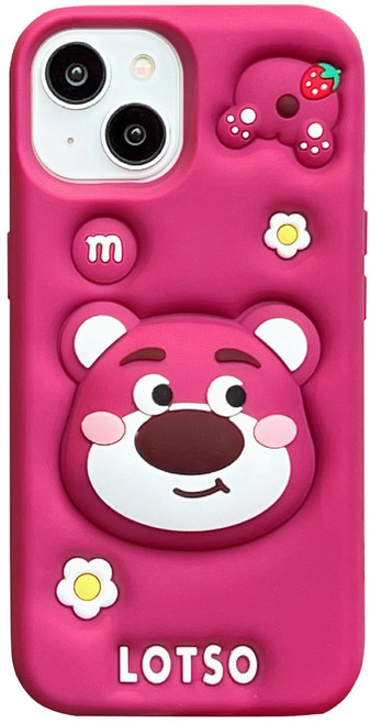 당일배송/랏소 딸기향곰 랏소 토이스토리 핑크베어 손잡이 아이폰 케이스/아이폰16 아이폰15 아이폰14 아이폰13 아이폰12 아이폰11 프로맥스 생일선물 인싸템 귀염 캐릭터