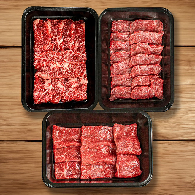 1++ 한우 암소 특수부위 구이용 소고기 세트 업진안살200g 삼각살200g 앞치마살200g (근내지방도 7이상), 1개