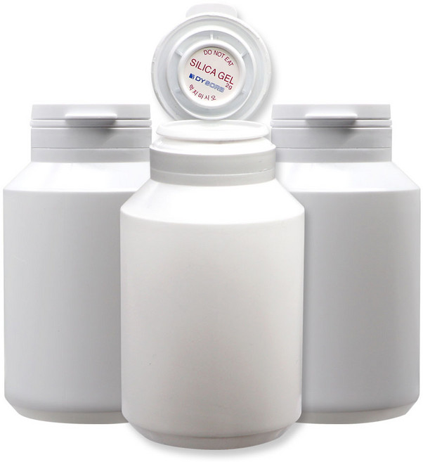 실리카겔 제습제 약통 [ 보관용 휴대용 여행용] 건강식품 영양제 분말 보관용 실리카겔 케이스 일체형, 250ml, 14개