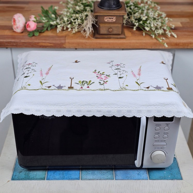홈수니 전자렌지커버 다용도커버 워싱광목, 정원자수