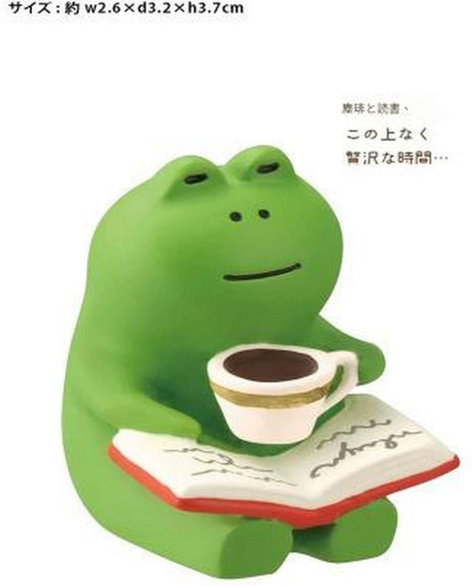 日式貓咪 畫家貓 擺件, 咖啡看書青蛙 121