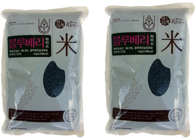 위아체 블루베리쌀 기능성쌀 블루베리라이스 학교급식 유치원급식, 1kg, 2개, 1kg