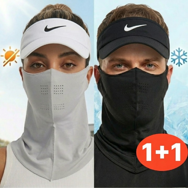 지아이 자외선 차단 스포츠 쿨 마스크, 2개, 밝은 그레이, 블랙