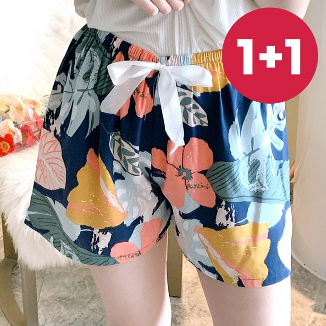 [1+1] 바바 달라붙지 않는 와이드형 쿨링 반바지 홈웨어 냉감소재 2장세트