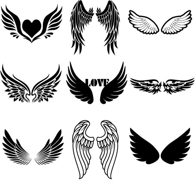 자동차 포인트 날개모음 튜닝 스티커(M), 13 그라데이션 날개, 블랙, 1개