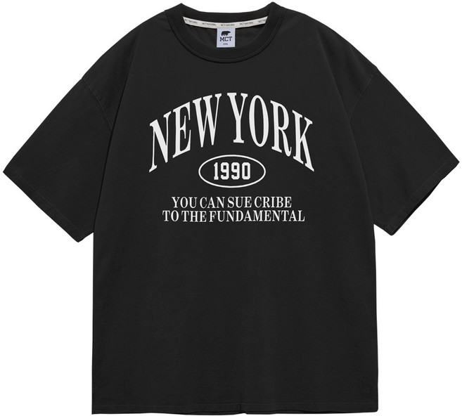 문컬렉션 남녀공용 반팔 티셔츠 유캔NY 뉴욕 레터링 반팔티