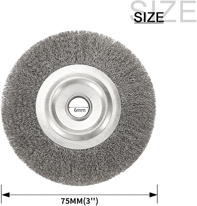 75MM 스틸 와이어 금속 벤치 스테인레스 그라인더 도구 브러시 드릴 로타리 브러쉬 제거, 04 75x6mm, 1개