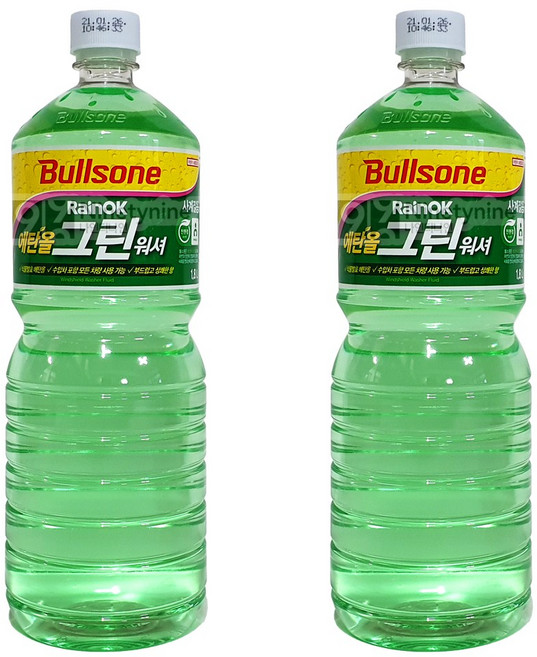 불스원 레인OK 에탄올 그린워셔액, 1.8L, 2개