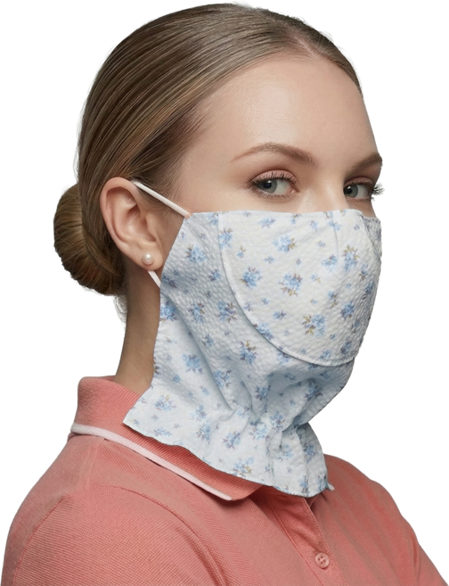 에코리즈 시어서커 자외선차단 멀티 마스크 숏타입 국내생산, 2개, 플라워블루