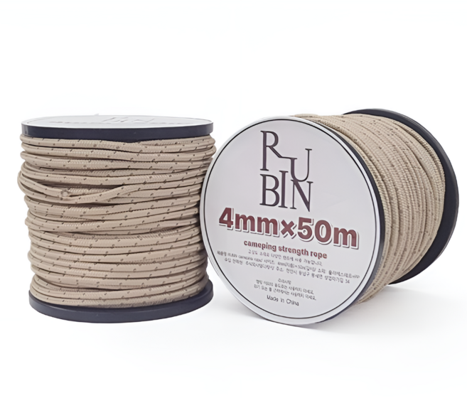 RUBIN(루빈) 텐트끈 캠핑 타프 스트링 로프( 4mm x 50m ) 형광 반사 스트랩 야광, [반사]베이지