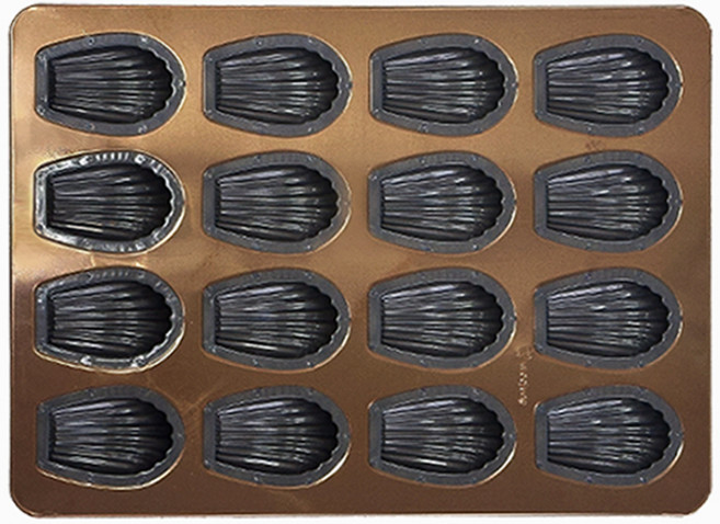 FAZ 스메그오븐팬 실팝골드 깊은마들렌부채틀 16구 (실팝코팅 GSME) depth 22 우정 마들렌, 1개