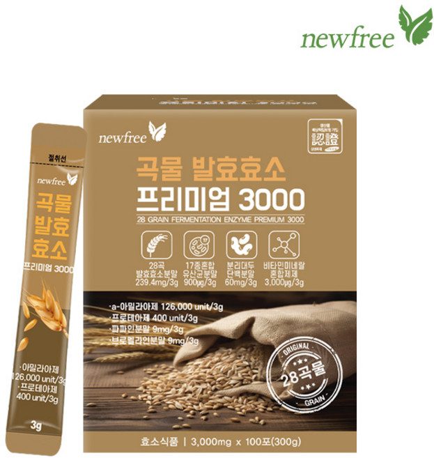 뉴프리 곡물 발효 효소 프리미엄 3000 유산균 대용량, 2박스, 100회분