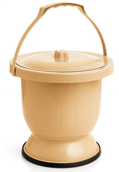 벨리어 휴대용 미끄럼방지 뚜껑 요강, 1개, 살구색