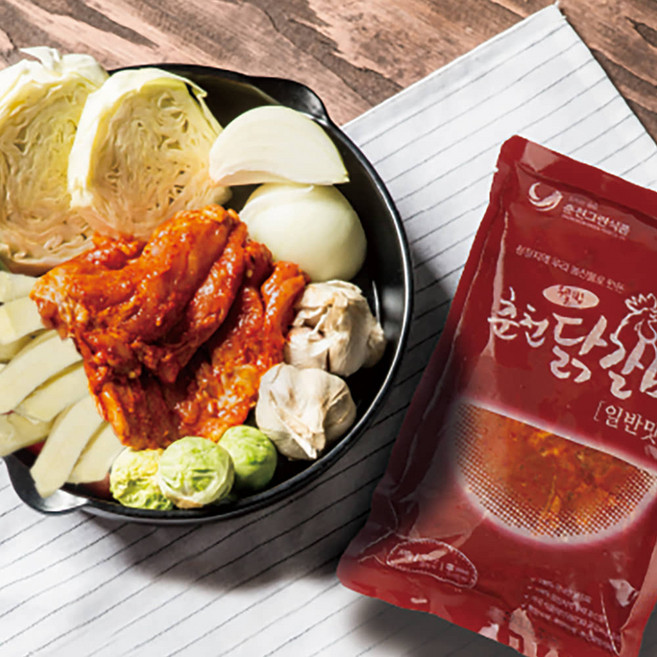 [2인패키지] 춘천그린식품 강명희 통다리살 닭갈비 (구성품:닭갈비 500g+소스1팩+말랑밀떡1팩), 1개