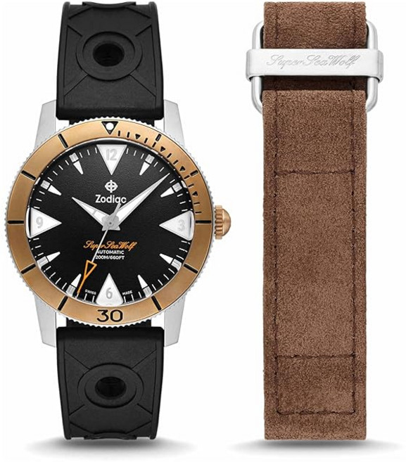 Zodiac 남성용 SUPER SEA WOLF SKIN 오토매틱 투톤 스테인리스 스틸 워치 세트 ZO9216