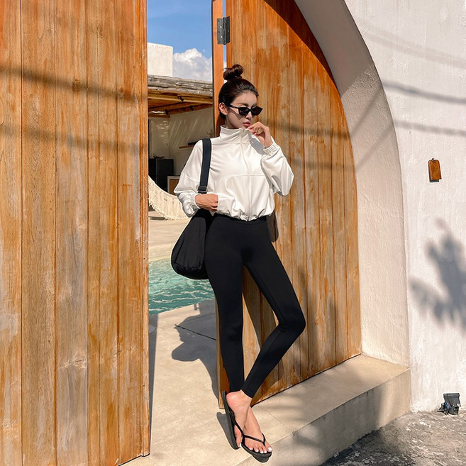 [자체제작] 비바럽 레깅스 셔링 워터레깅스 래쉬가드 요가 필라테스 SW19994F, 블랙/S[44~55]