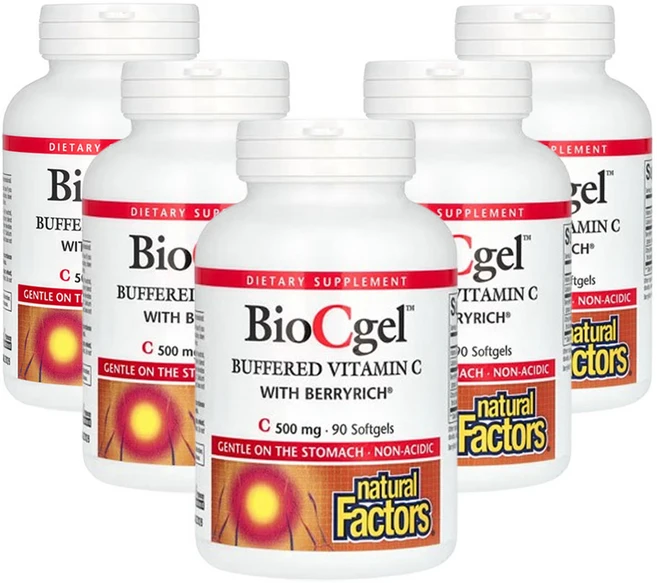 네츄럴팩터스 BioCgel BerryRich®가 함유된 완충 비타민 C 500mg 90소프트젤, 5개, 90정 - 쿠팡